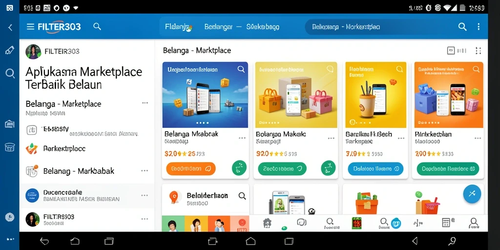 Antarmuka aplikasi FILTER303 yang menarik dan fungsional untuk belanja online.