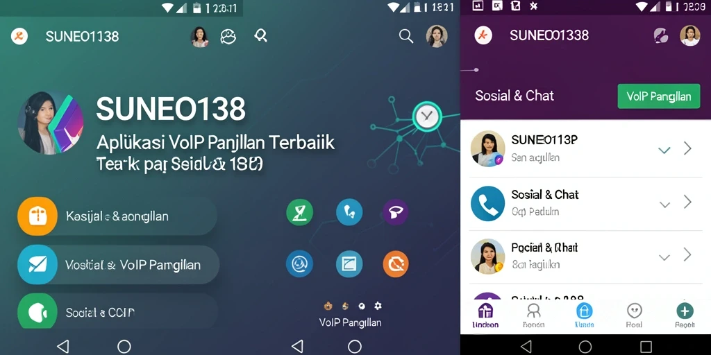 Tampilan antarmuka SUNEO138 yang sederhana dan fungsional untuk VoIP Panggilan.